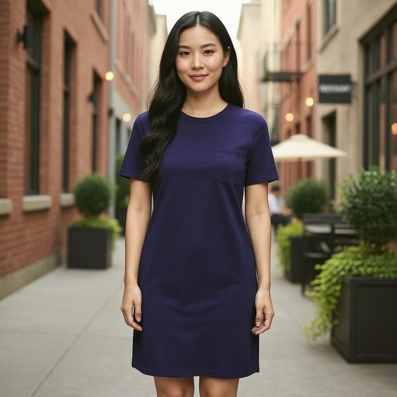 Womens NWT Talbots Blue T Shirt Dress Short Sleeve Crew Neck - Picture 1 of 3